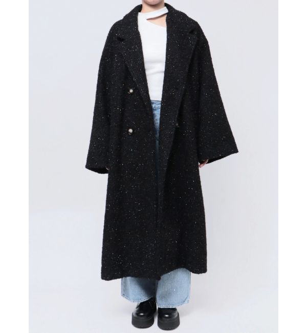 EVRIS「ラメオーバーサイズロングコート」|チェスターコート|