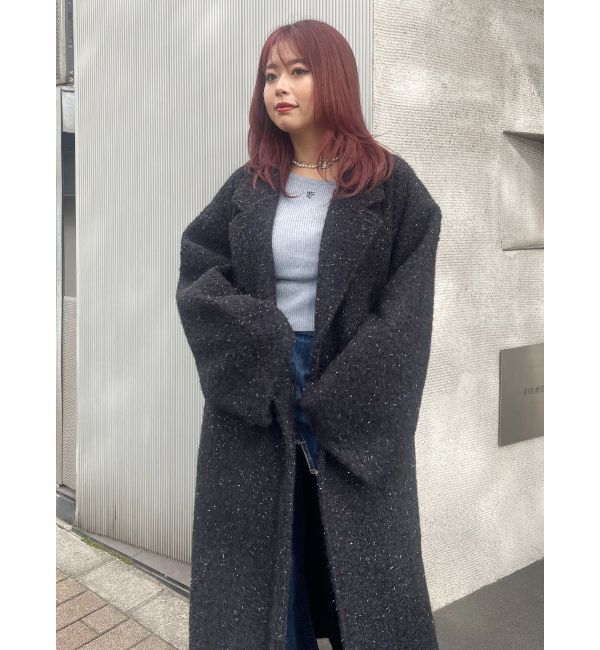 EVRIS「ラメオーバーサイズロングコート」|チェスターコート|