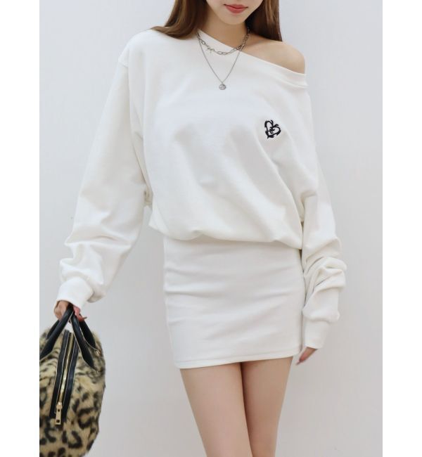 EVRIS「ワンポイントスウェットオフショルミニワンピース」|ワンピース|