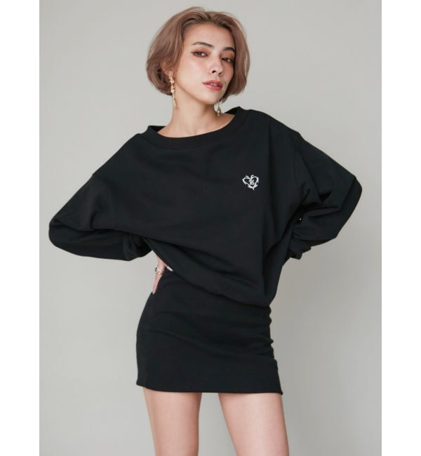 EVRIS「ワンポイントスウェットオフショルミニワンピース」|ワンピース|