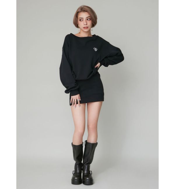 EVRIS「ワンポイントスウェットオフショルミニワンピース」|ワンピース|