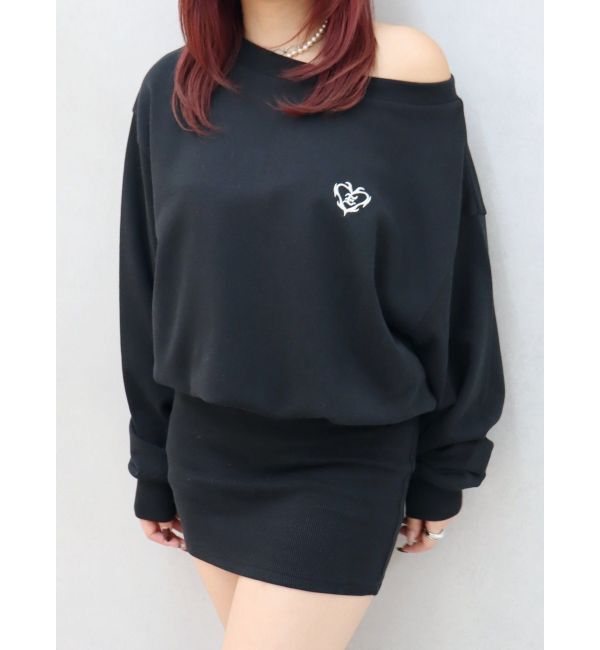 EVRIS「ワンポイントスウェットオフショルミニワンピース」|ワンピース|