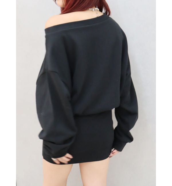 EVRIS「ワンポイントスウェットオフショルミニワンピース」|ワンピース|