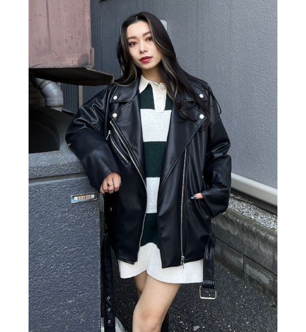 EVRIS「ルーズシルエットライダース」|ライダースジャケット|