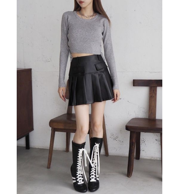 EVRIS「レザーライクプリーツミニスカート【セットアップ着用可能】」|スカート|