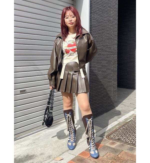 EVRIS「レザーライクプリーツミニスカート【セットアップ着用可能】」|スカート|