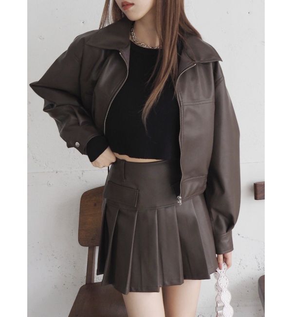 EVRIS「レザーライクプリーツミニスカート【セットアップ着用可能】」|スカート|
