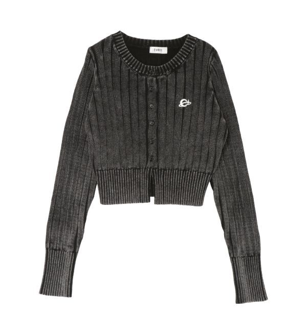 EVRIS「ワンポイントリブブリーチニットカーディガン」|カーディガン|