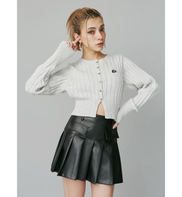 EVRIS「ワンポイントリブブリーチニットカーディガン」|カーディガン|