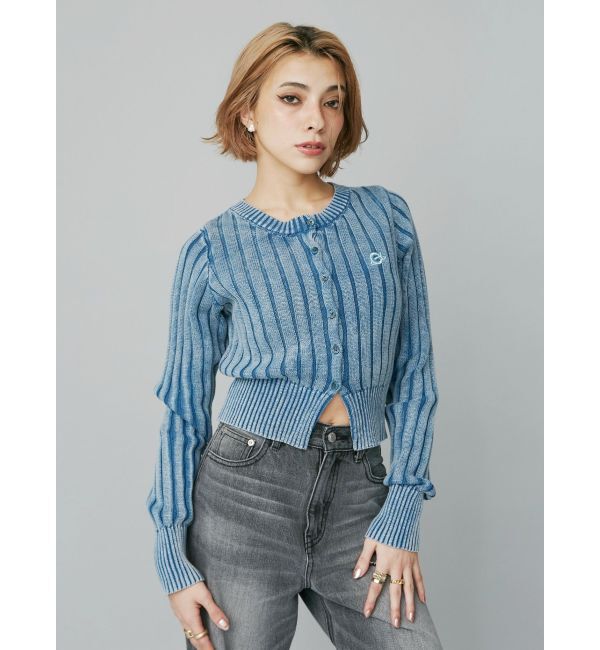 EVRIS「ワンポイントリブブリーチニットカーディガン」|カーディガン|