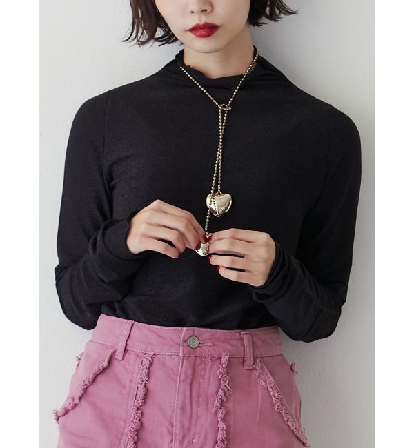 jouetie「ラメハイネックトップス」|Tシャツ・カットソー|ブラック