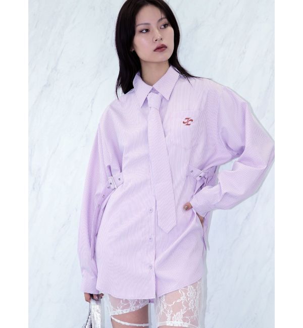 jouetie「ロングスリーブネクタイチュニックシャツ」|シャツ・ブラウス|