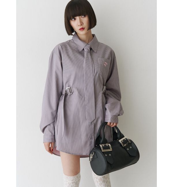 jouetie「ロングスリーブネクタイチュニックシャツ」|シャツ・ブラウス|