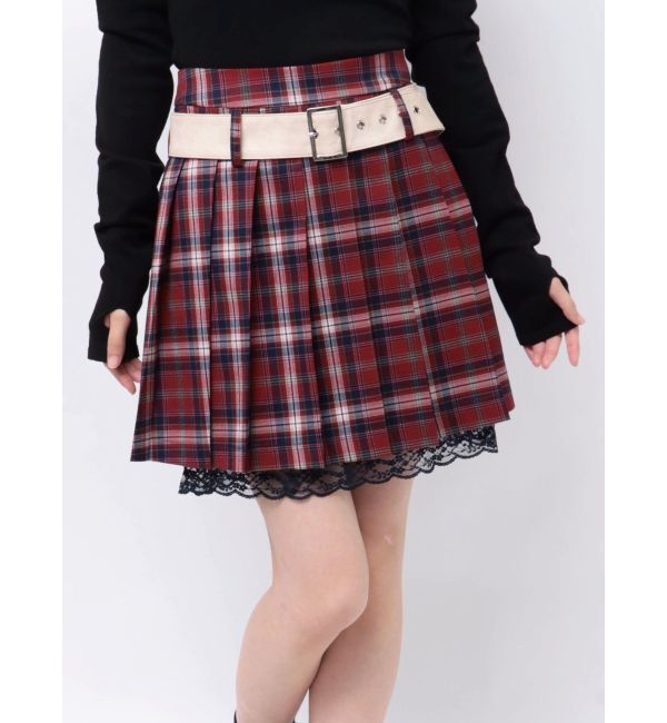 jouetie「ベルトヘムレースミニスカート【セットアップ対応】」|スカート|