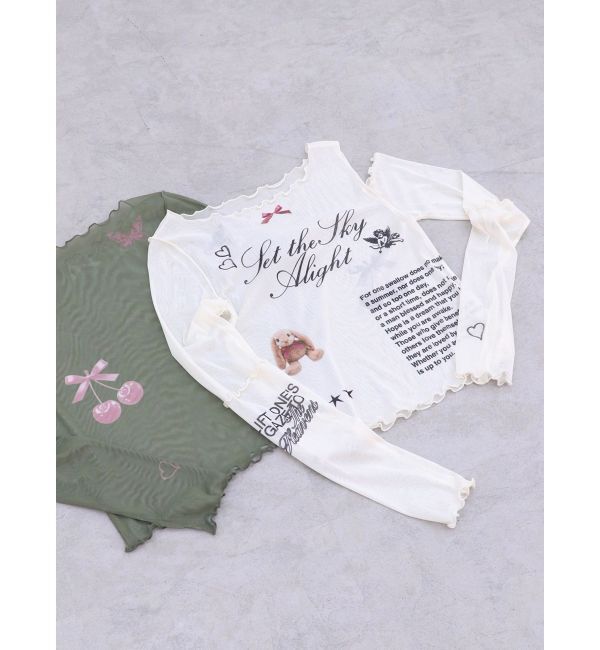 jouetie「カットアウトグラフィックシアートップス」|Tシャツ・カットソー|