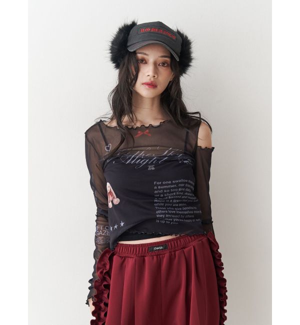 jouetie「カットアウトグラフィックシアートップス」|Tシャツ・カットソー|