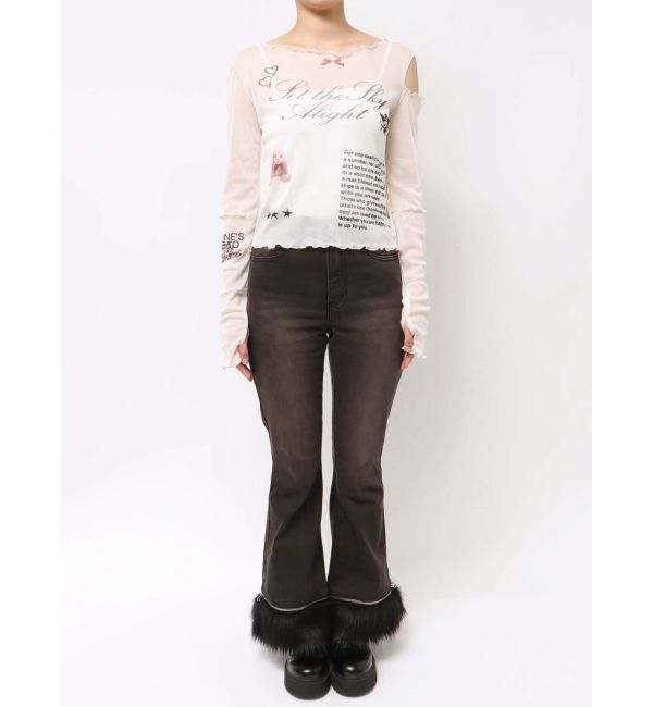 jouetie「カットアウトグラフィックシアートップス」|Tシャツ・カットソー|