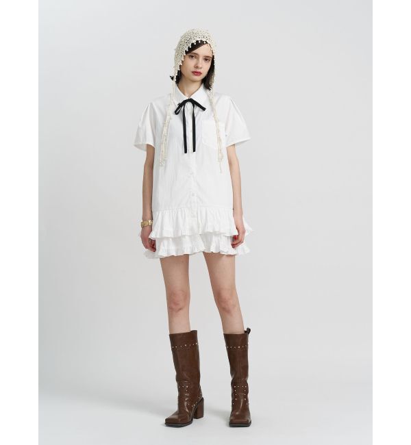 jouetie「リボンタイヘムフリルチュニックシャツ」|シャツ・ブラウス|