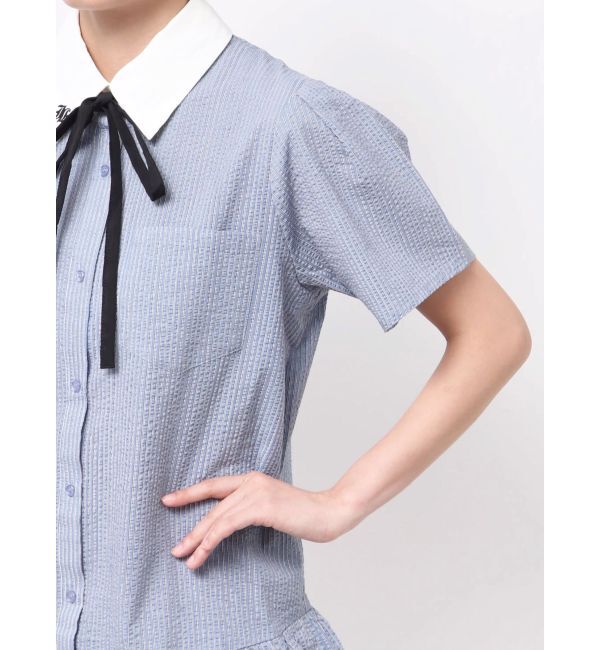 jouetie「リボンタイヘムフリルチュニックシャツ」|シャツ・ブラウス|