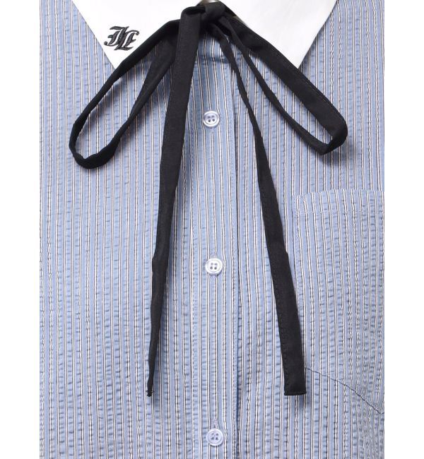 jouetie「リボンタイヘムフリルチュニックシャツ」|シャツ・ブラウス|