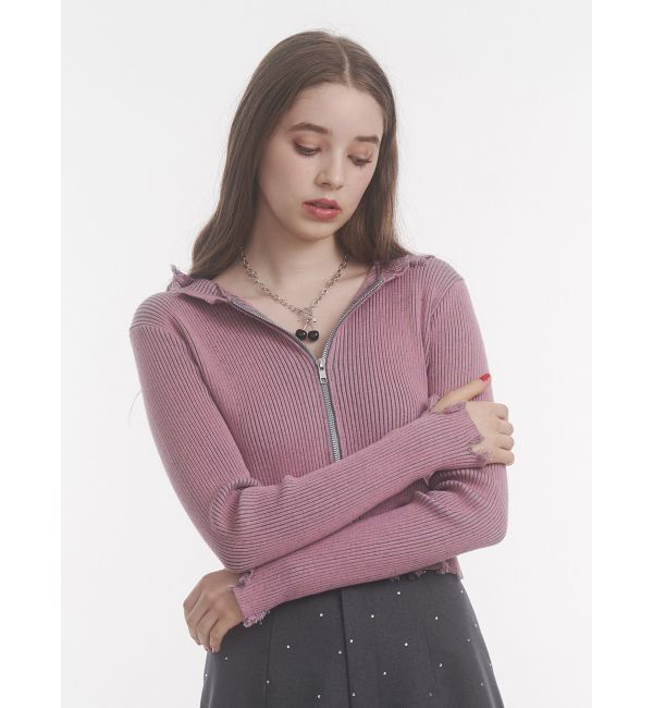 jouetie「コンパクトニットZIPフーディ」|ニット・セーター|