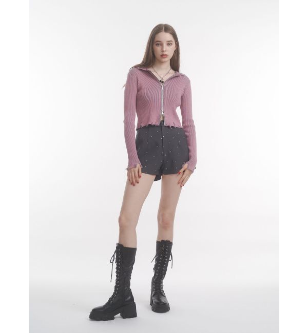 jouetie「コンパクトニットZIPフーディ」|ニット・セーター|