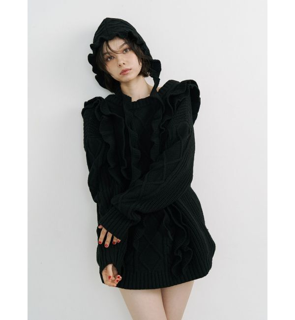 jouetie「フリルケーブルニットチュニック」|ニット・セーター|