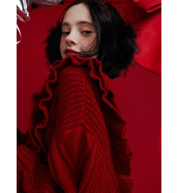 jouetie「フリルケーブルニットチュニック」|ニット・セーター|