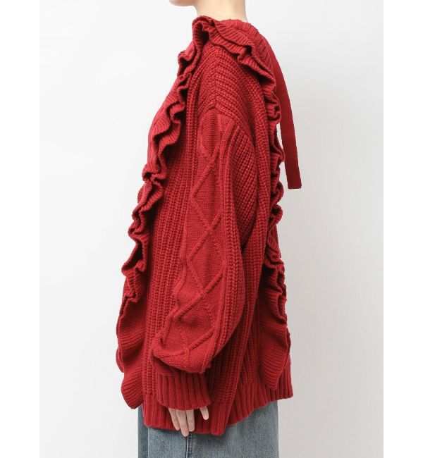 jouetie「フリルケーブルニットチュニック」|ニット・セーター|