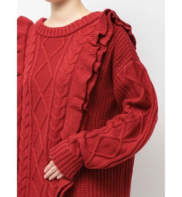 jouetie「フリルケーブルニットチュニック」|ニット・セーター|