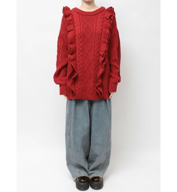 jouetie「フリルケーブルニットチュニック」|ニット・セーター|