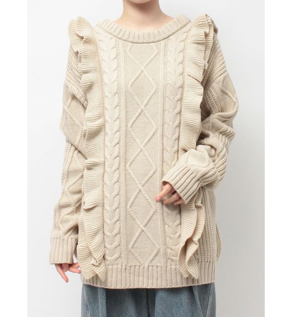 jouetie「フリルケーブルニットチュニック」|ニット・セーター|