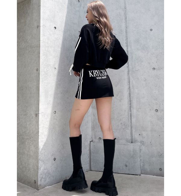 GYDA「クロスポイント2ラインショートスウェットカーディガン【SETUP着用可】」|カーディガン|