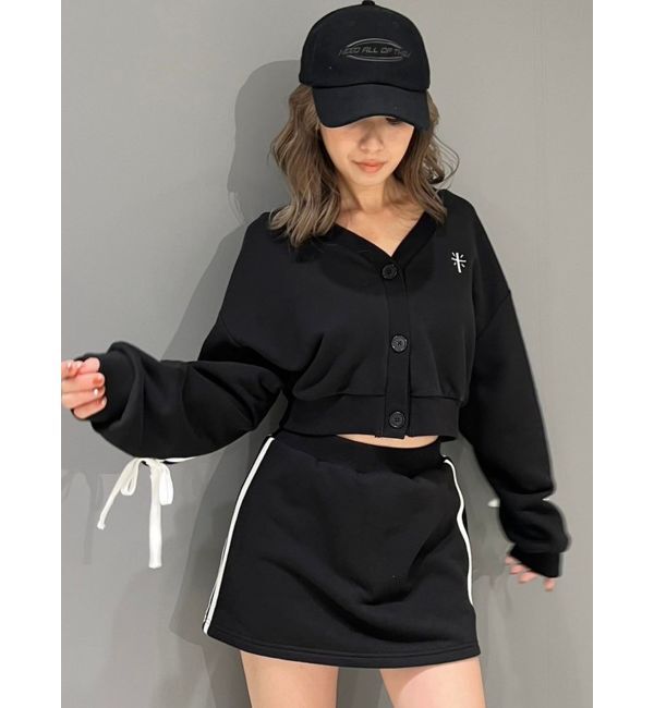 GYDA「クロスポイント2ラインショートスウェットカーディガン【SETUP着用可】」|カーディガン|