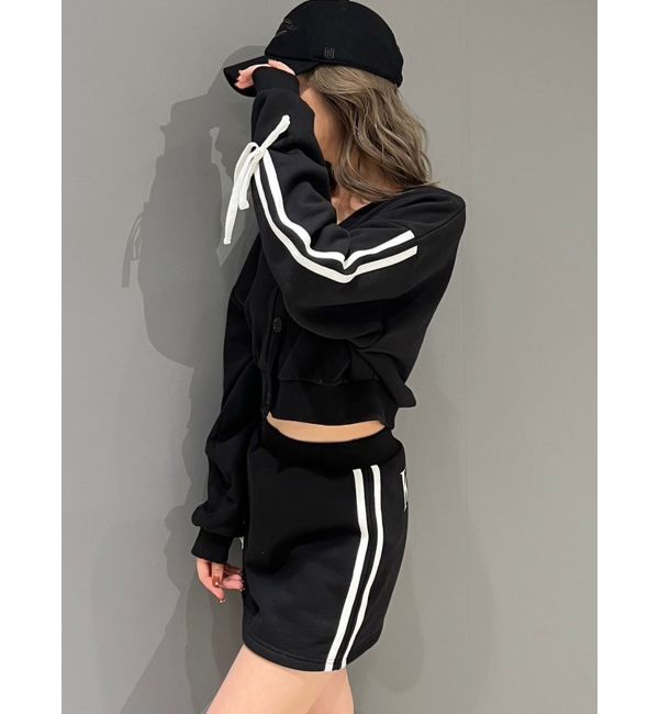 GYDA「クロスポイント2ラインショートスウェットカーディガン【SETUP着用可】」|カーディガン|