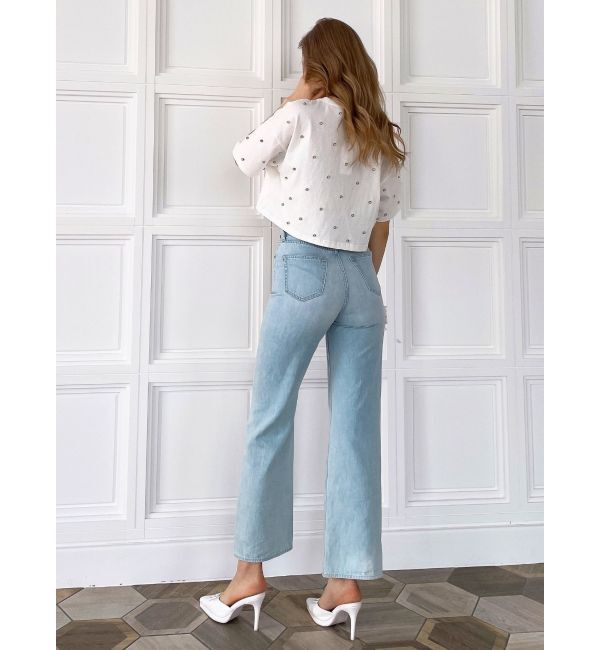 GYDA「SIDE RIPPEDストレートワイドデニムパンツ」|デニム|