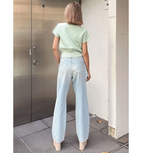 GYDA「SIDE RIPPEDストレートワイドデニムパンツ」|デニム|