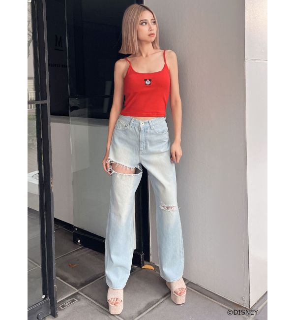 GYDA「SIDE RIPPEDストレートワイドデニムパンツ」|デニム|