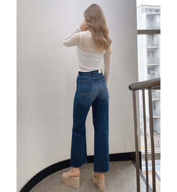 GYDA「SIDE RIPPEDストレートワイドデニムパンツ」|デニム|