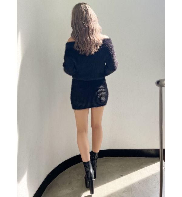 GYDA「オフショルデザインシャギーニットワンピース」|ワンピース|