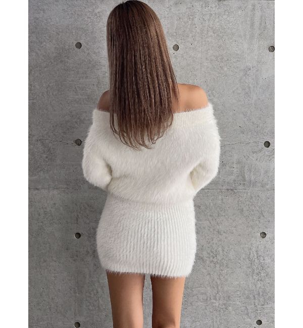 GYDA「オフショルデザインシャギーニットワンピース」|ワンピース|