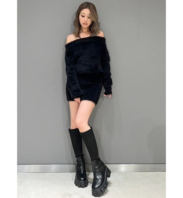 GYDA「オフショルデザインシャギーニットワンピース」|ワンピース|