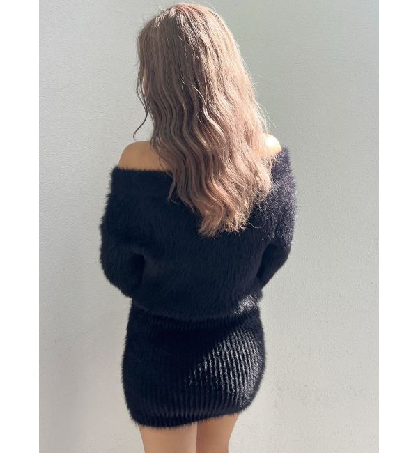 GYDA「オフショルデザインシャギーニットワンピース」|ワンピース|