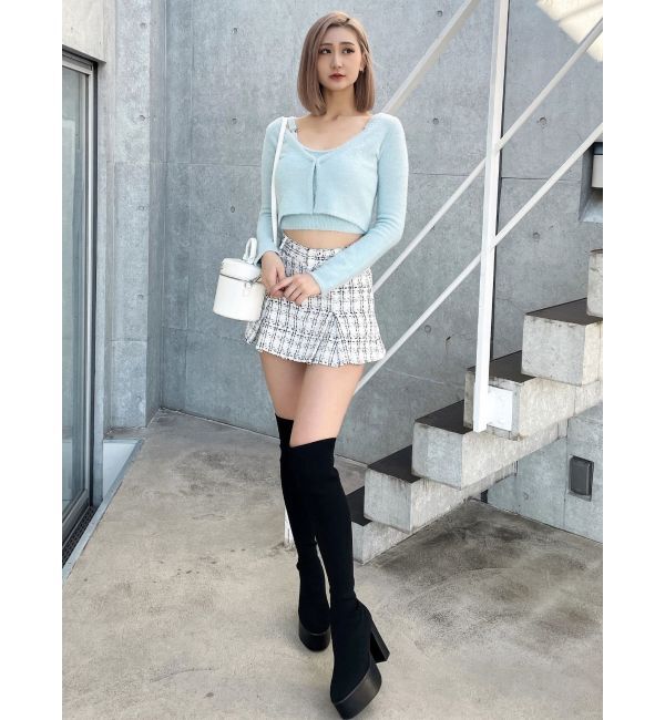 GYDA「チャンキーソールサイハイニットブーツ」|ロングブーツ|