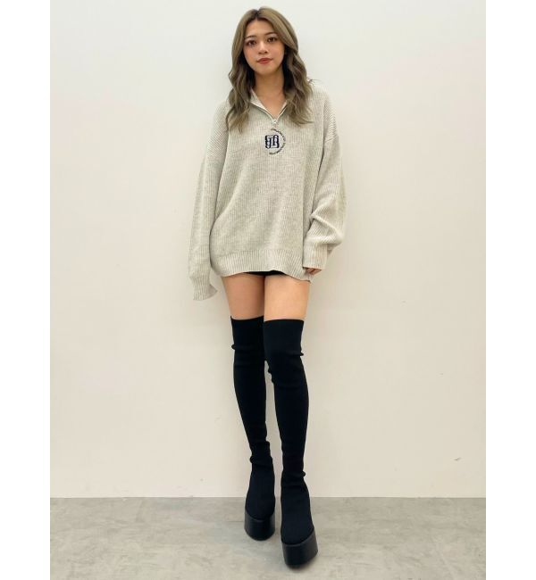 GYDA「チャンキーソールサイハイニットブーツ」|ロングブーツ|