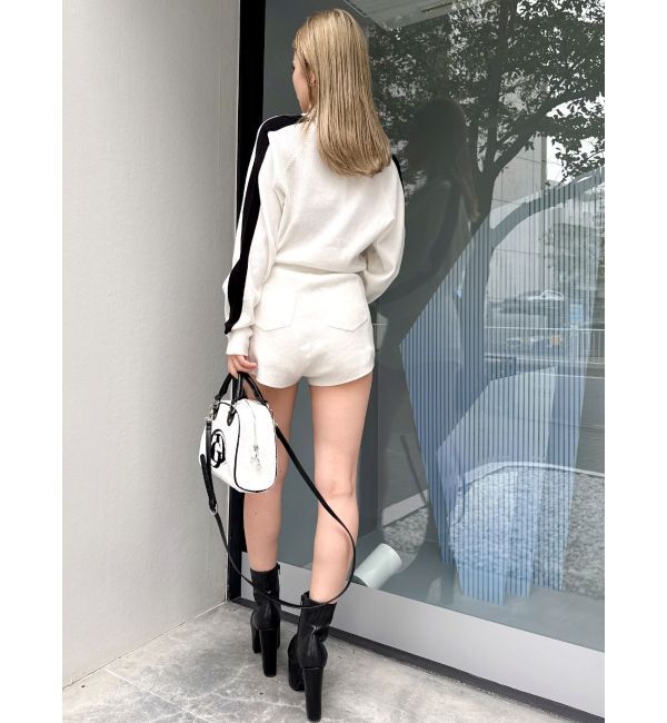 GYDA「ラインスリーブニットロンパース」|オールインワン|