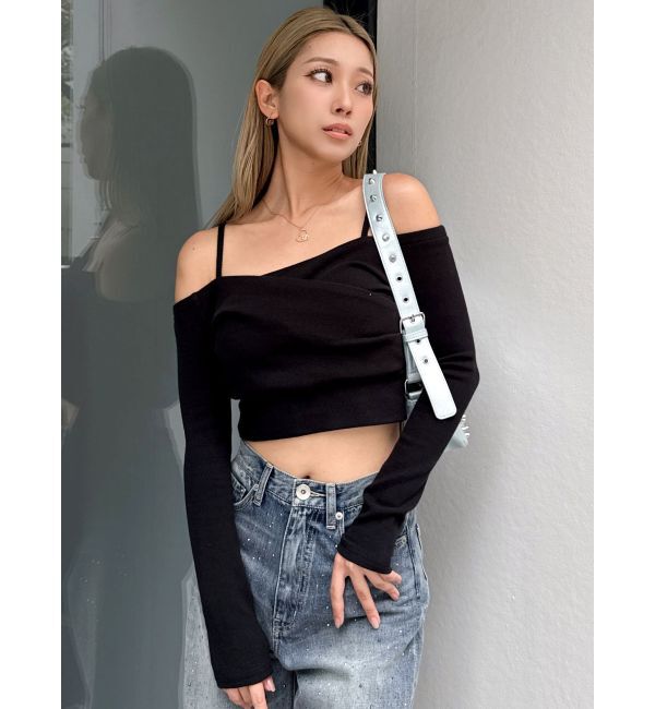 GYDA「カシュクールデザインオフショルトップス」|Tシャツ・カットソー|