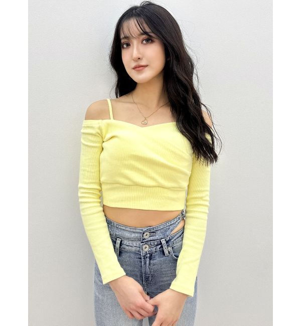 GYDA「カシュクールデザインオフショルトップス」|Tシャツ・カットソー|ライトイエロー