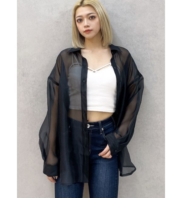 GYDA「オーバーシアーシャツ」|シャツ・ブラウス|ブラック