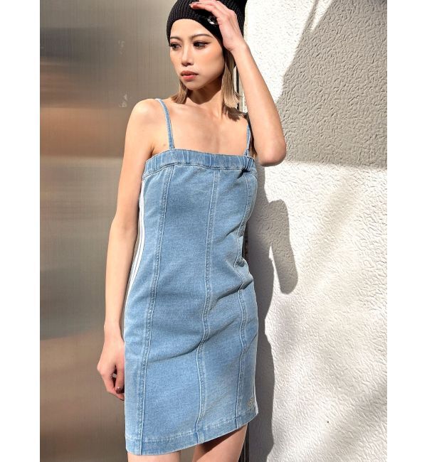 GYDA「GD SIDE 2ラインカットデニムベアワンピース【SETUP着用可】」|ワンピース|